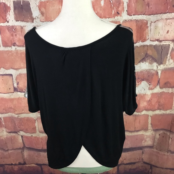 INC Silver Sequins & Black Lace Open Back Top L - Picture 5 of 8